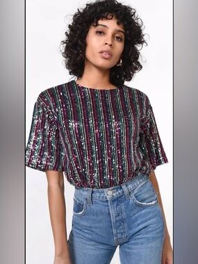 NWT Greylin Multi Sequins Top
